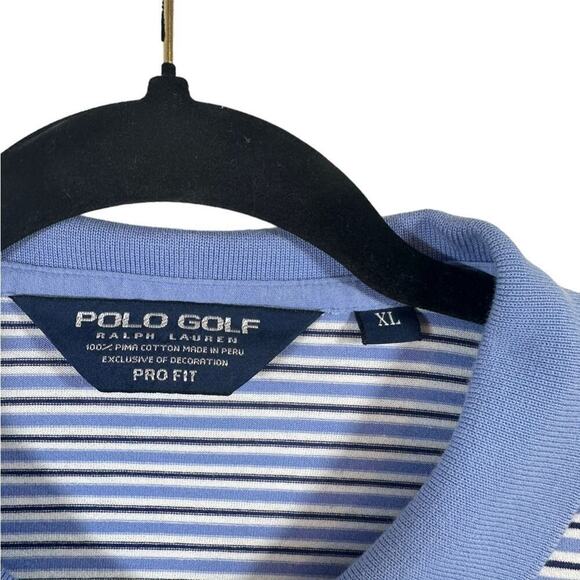 Polo Golf Blue and‎ White Shirt with Pony on the collar 100%  Prima Cotton - Picture 3 of 4